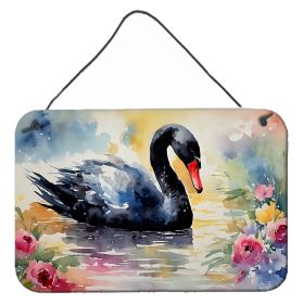 NEW Black Swan Wall or Door Hanging Prints Aluminum Metal Sign Kitchen Wall Bar Bathroom Plaque Home Decor, 8HX12W, Multicolor