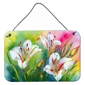 NEW Utah Sego Lilies in Watercolor Wall or Door Hanging Prints Aluminum Metal Sign Kitchen Wall Bar Bathroom Plaque Home Decor, 8HX12W, Multicolor