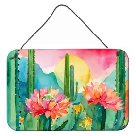 NEW Arizona Saguaro Cactus Blossom in Watercolor Wall or Door Hanging Prints Aluminum Metal Sign Kitchen Wall Bar Bathroom Plaque Home Decor, 8HX12W