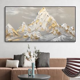 Hand Painted Oil Painting White Snow Mountain Art On Canvas Gold Leaf Texture Painting Abstract Landscape Oil Painting Wabi Sabi Wall Art Minimalism S (style: 1.0, size: 150x220cm)