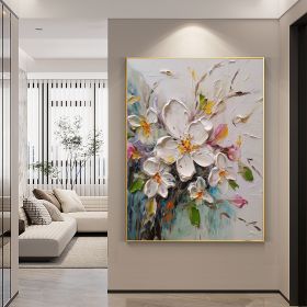 Hand Painted Oil Painting Abstract Original Flower Oil Painting On Canvas Large Wall Art Original White Floral Painting Floral Custom Painting Living (style: 1.0, size: 50X70cm)