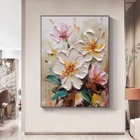 Hand Painted Oil Painting Abstract Blooming Flower Oil Painting Large Wall Art Original Knife Floral Painting Textured Wall Art Boho Art Modern Living (style: 1.0, size: 100X150cm)