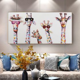 Hand Painted Oil Painting  Horizontal Abstract Animals Giraffe Modern Living Room Hallway Bedroom Luxurious Decorative Painting (style: 1.0, size: 150x220cm)