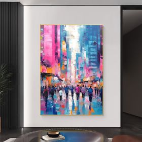 Hand Painted Oil Painting Abstract Cityscape Oil Painting on Canvas Original Urban Scenery Painting Modern Building Art Living room Wall Decor Custom (style: 1.0, size: 50X70cm)