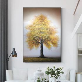 Hand Painted Oil Painting Original Tree Painting on Canvas Large Abstract Gold Big Tower Tree Landscape Acrylic Oil Painting Modern Living Room Wall A (style: 1.0, size: 50X70cm)