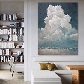 Hand Painted Oil Painting White Cloud Textured Wall Art Blue Sky Painting Cloud Painting Minimalist Cloud Wall Art White Cloud Art Blue Sky Wall Art N (style: 1.0, size: 50X70cm)