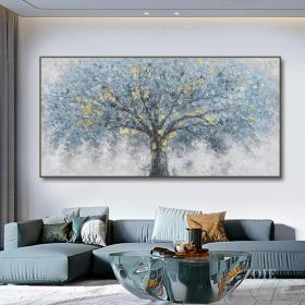 Hand Painted Oil Painting Oil Painting on Canvas Tree Blue Abstract Trees Landscape Modern Oil Painting Original Hand Painted Painting Modern Art (style: 1.0, size: 60x120cm)