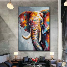 Hand Painted Oil Painting Boho Wall decor Colorful elephant Oil Painting on Canvas animal painting art large 3d wall art original painting Texture Acr (style: 1.0, size: 90x120cm)